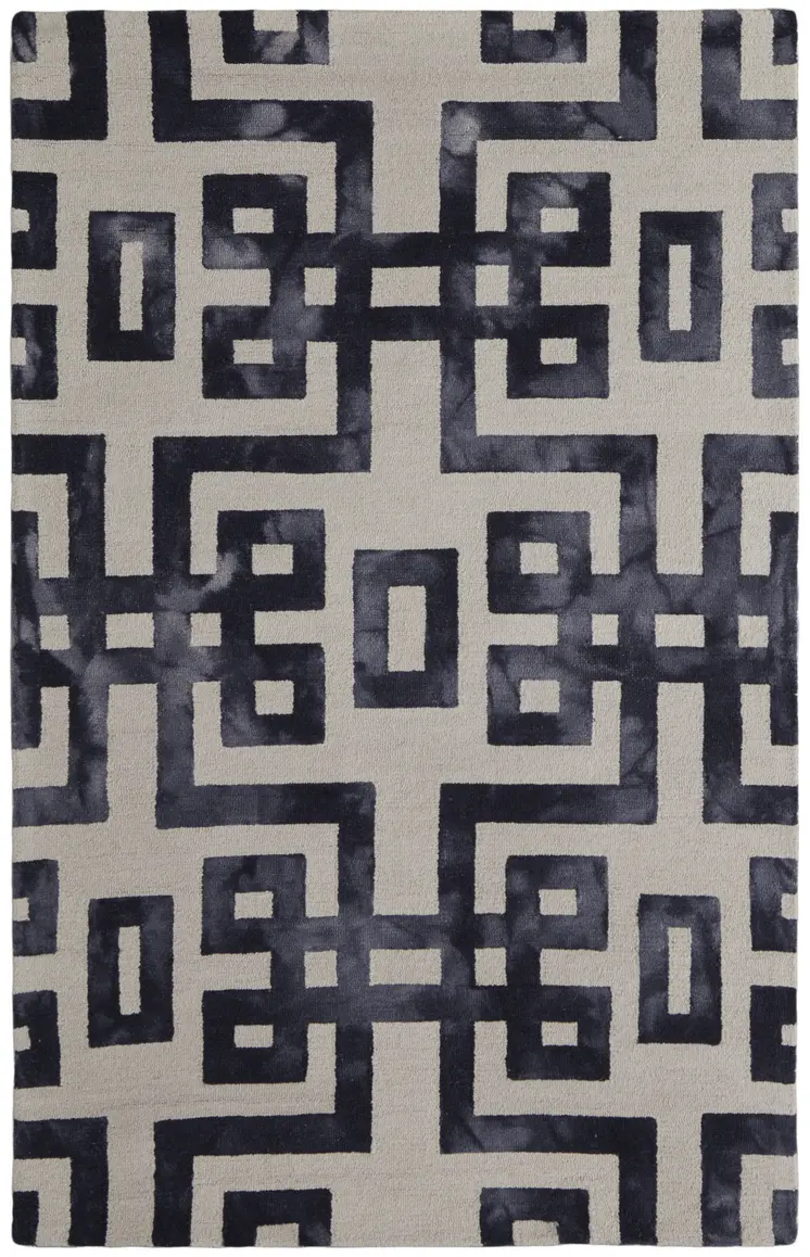 4' X 6' Ivory And Black Wool Tufted Handmade Area Rug