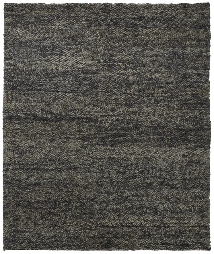 4' X 6' Gray and Black Wool Hand Woven Area Rug