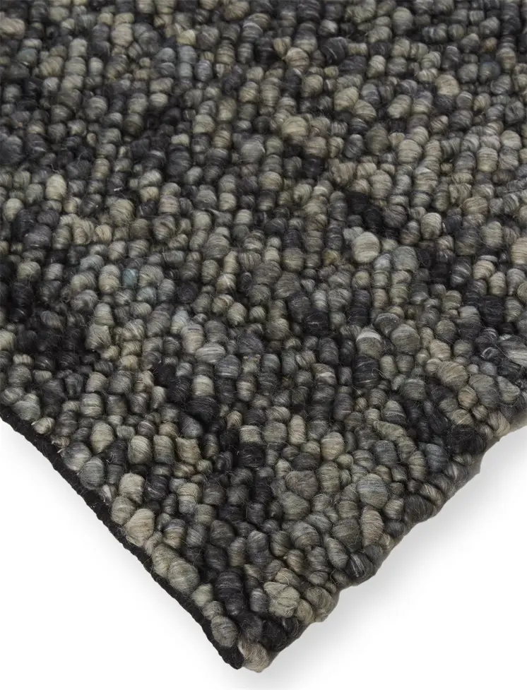 4' X 6' Gray and Black Wool Hand Woven Area Rug