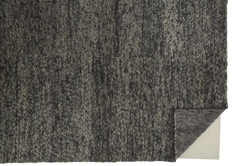4' X 6' Gray and Black Wool Hand Woven Area Rug