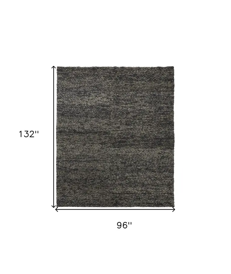 8' X 11' Gray Taupe And Black Wool Hand Woven Stain Resistant Area Rug