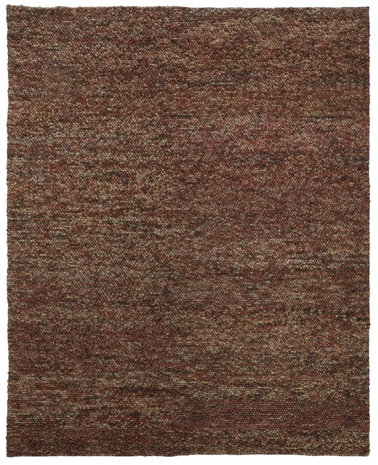 5' X 8' Orange Red Wool Hand Woven Distressed Area Rug