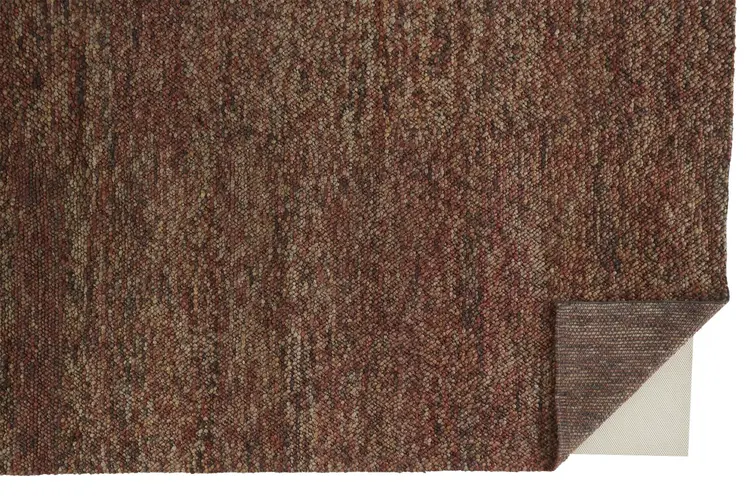 5' X 8' Orange Red Wool Hand Woven Distressed Area Rug