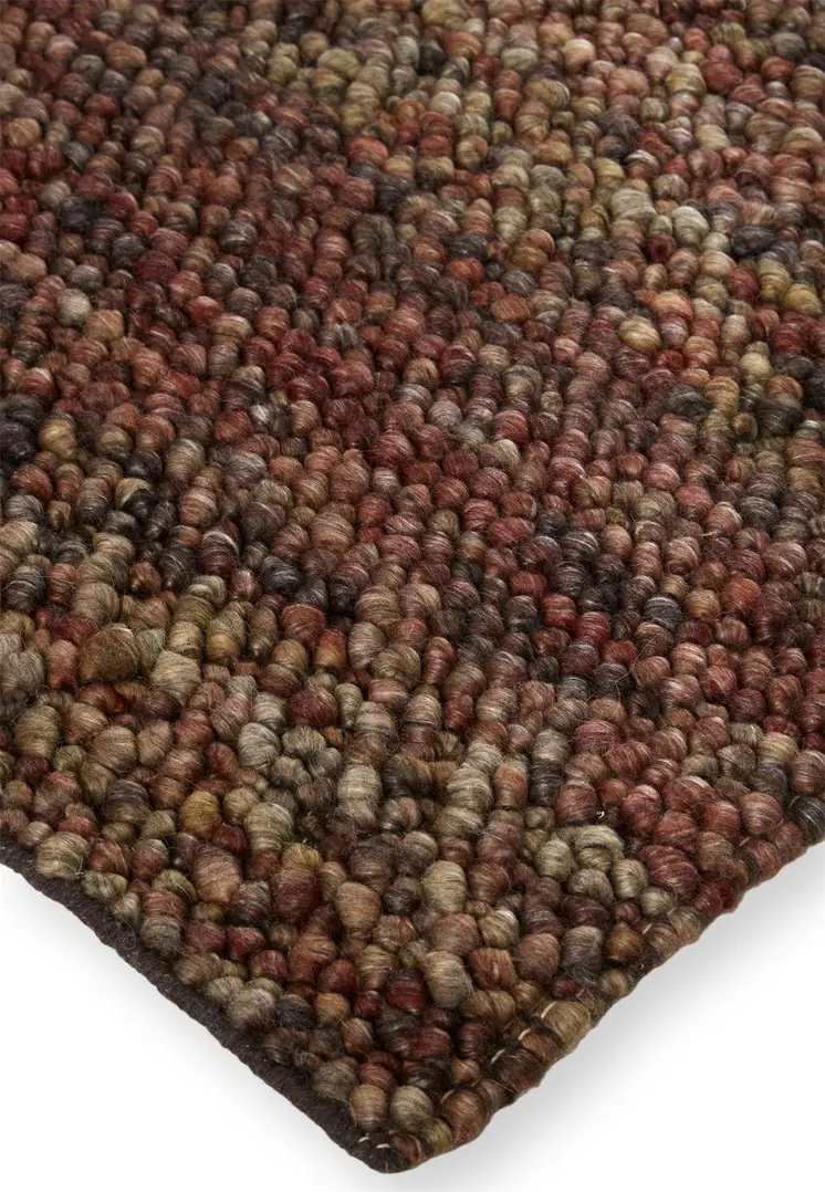 8' X 11' Brown and Orange Wool Hand Woven Distressed Area Rug