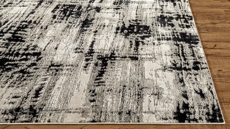2' X 3' Black White And Gray Stain Resistant Area Rug