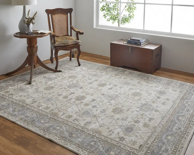 4' X 6' Tan Ivory And Gray Power Loom Area Rug