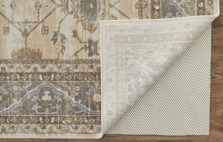 4' X 6' Tan Ivory And Gray Power Loom Area Rug