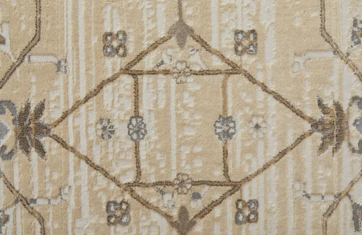 4' X 6' Tan Ivory And Gray Power Loom Area Rug