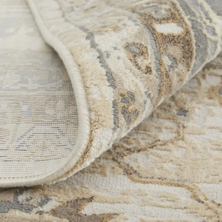 4' X 6' Tan Ivory And Gray Power Loom Area Rug