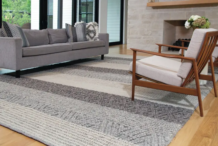 4' X 6' Gray Wool Striped Hand Woven Area Rug