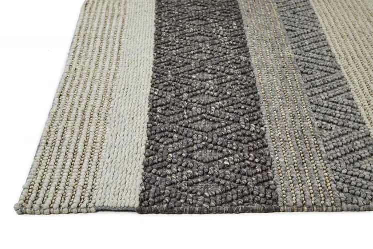 4' X 6' Gray Wool Striped Hand Woven Area Rug