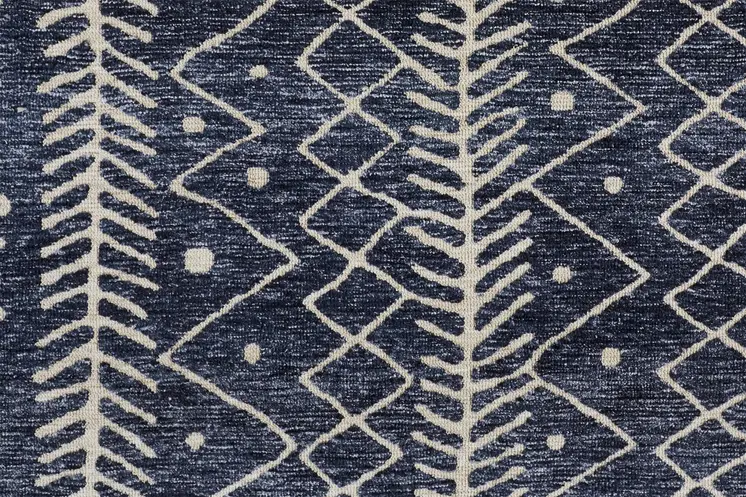 2' X 3' Blue And Ivory Striped Stain Resistant Area Rug