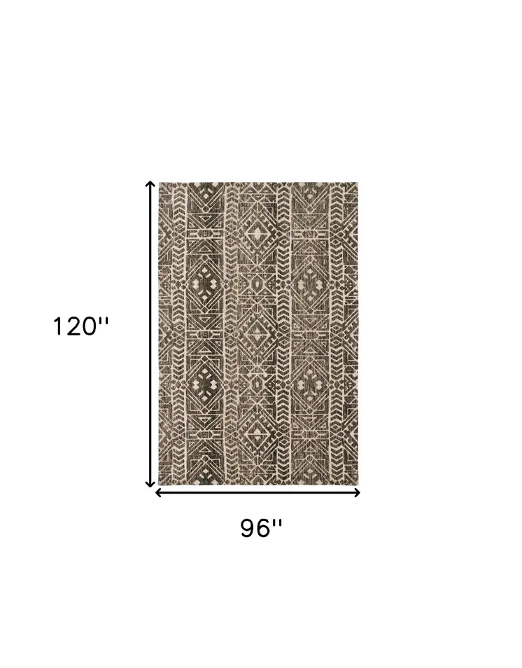 8' X 10' Gray and Ivory Striped Non Skid Area Rug