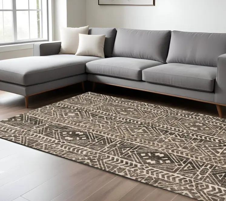 8' X 10' Gray and Ivory Striped Non Skid Area Rug