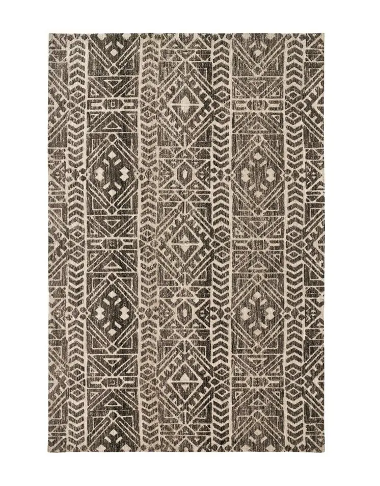 8' X 10' Gray and Ivory Striped Non Skid Area Rug