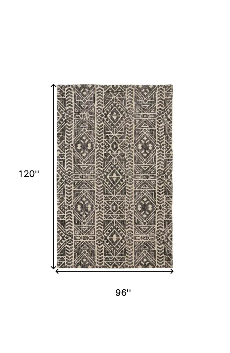 8' X 10' Gray and Ivory Striped Non Skid Area Rug
