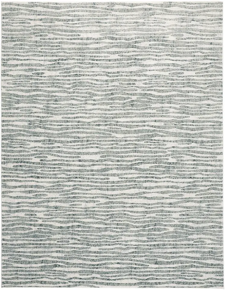2' X 3' Gray Green And Ivory Striped Distressed Stain Resistant Area Rug