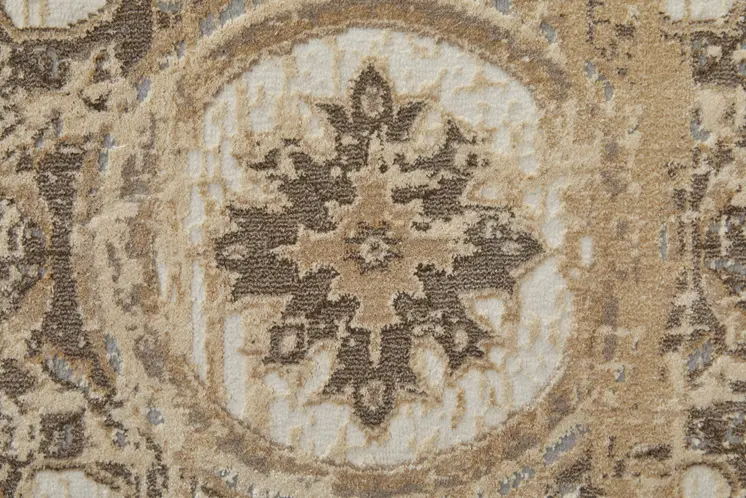 4' X 6' Tan Brown And Gray Power Loom Distressed Area Rug