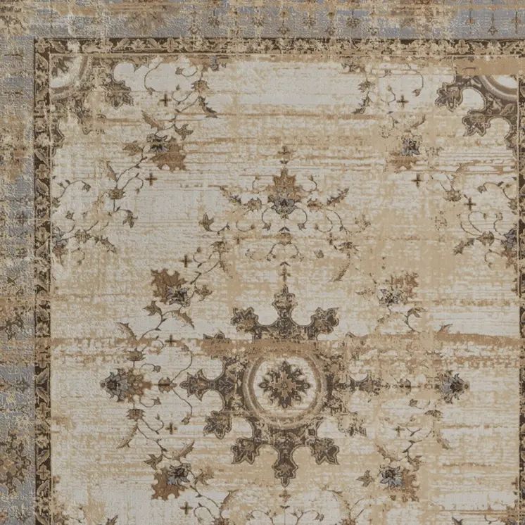 2' X 3' Tan Brown And Gray Power Loom Distressed Area Rug