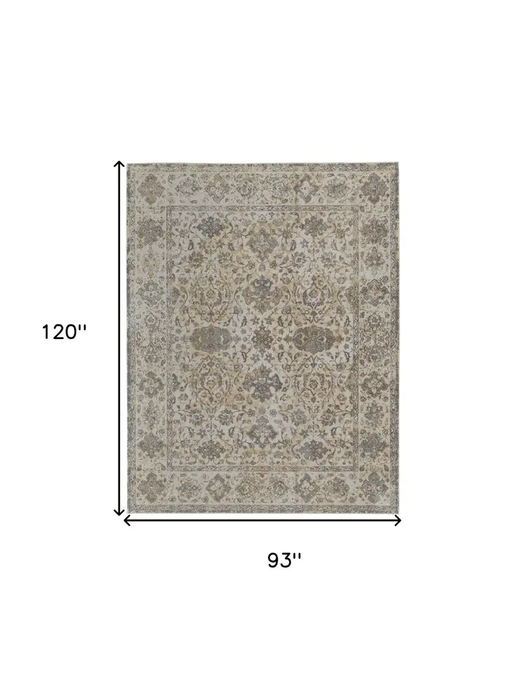 8' X 10' Ivory Tan And Gray Power Loom Area Rug