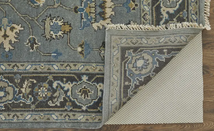 2' X 3' Gray and Ivory Wool Floral Hand Knotted Area Rug