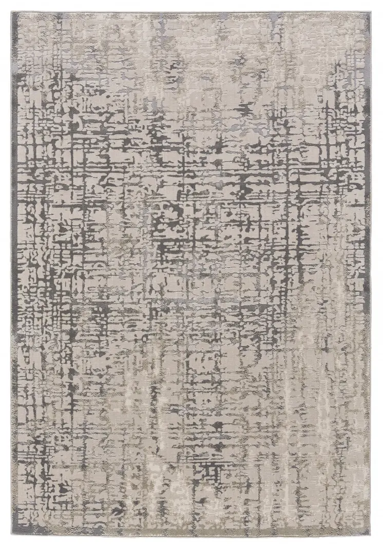 2' X 3' Gray And Ivory Abstract Stain Resistant Area Rug