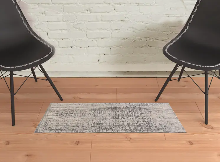 2' X 3' Gray And Ivory Abstract Stain Resistant Area Rug