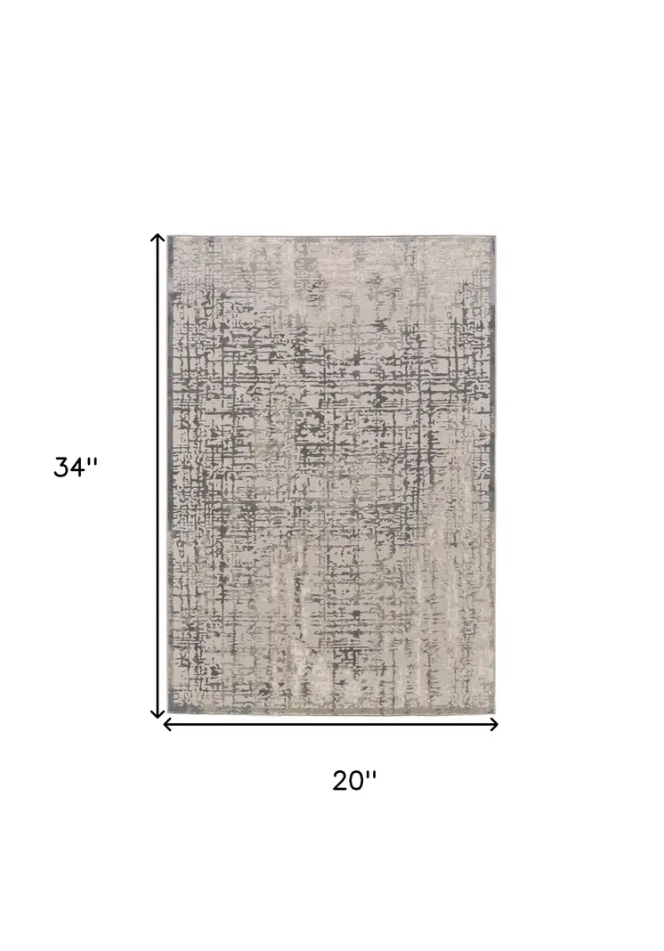 2' X 3' Gray And Ivory Abstract Stain Resistant Area Rug