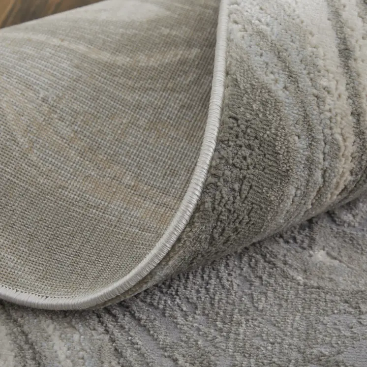 2' X 3' Gray Ivory And Silver Abstract Stain Resistant Area Rug