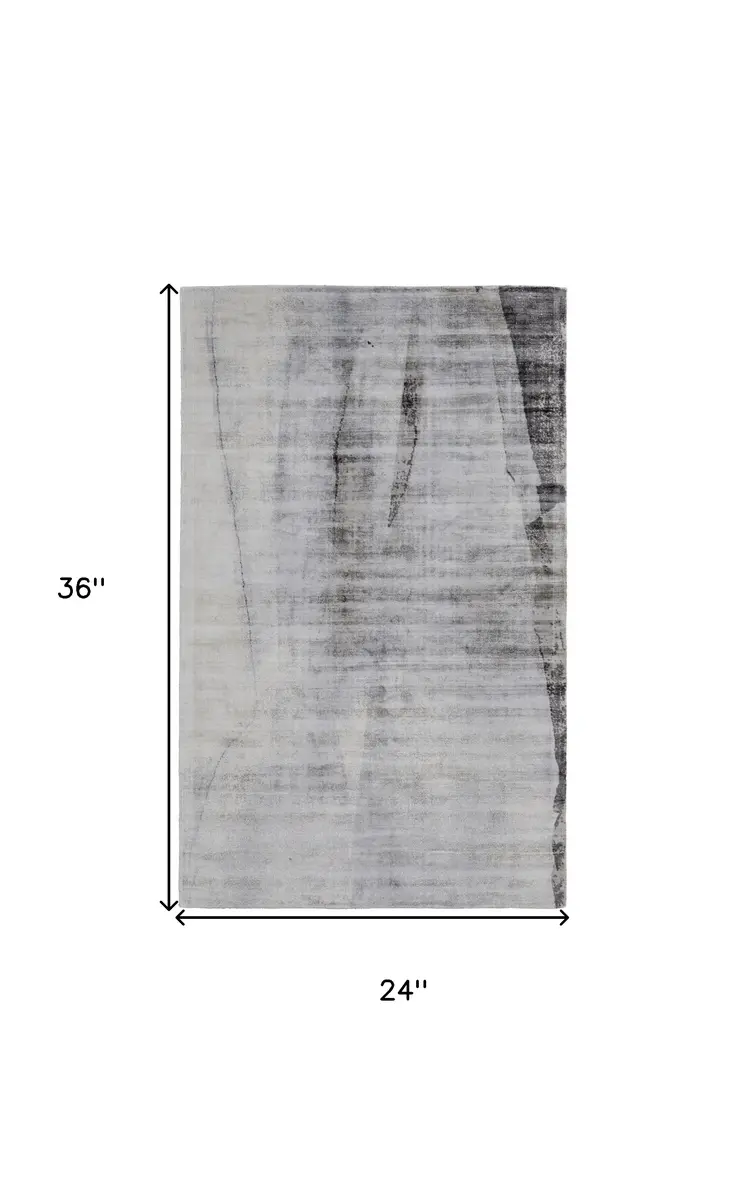 2' X 3' Gray Taupe And Ivory Abstract Hand Woven Area Rug