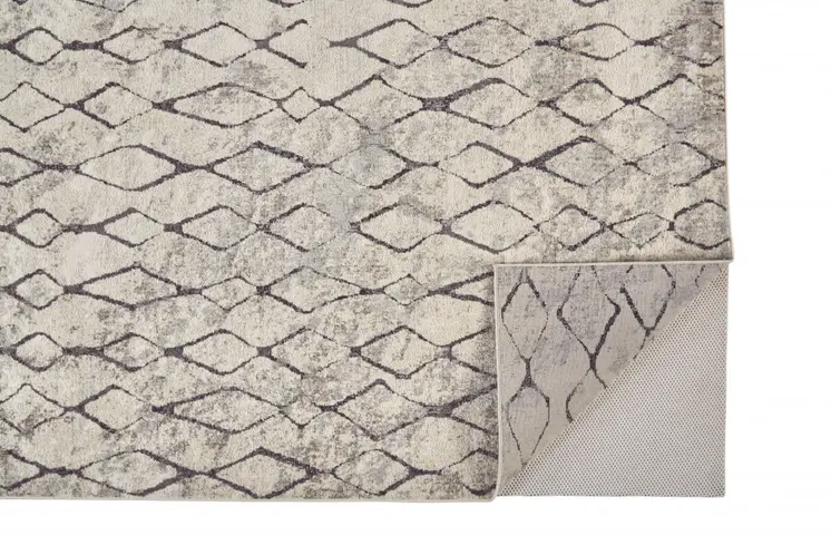 2' X 3' Ivory Gray And Taupe Abstract Stain Resistant Area Rug