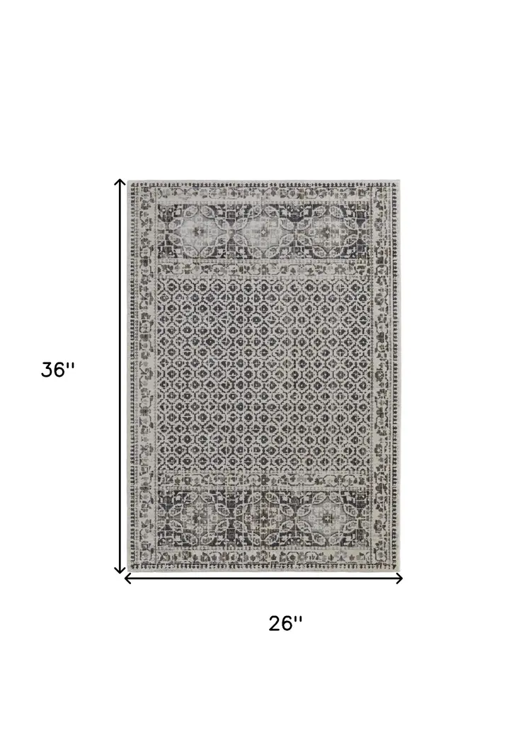 2' X 3' Ivory Taupe And Gray Abstract Stain Resistant Area Rug