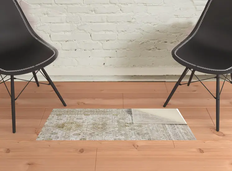 2' X 3' Gold And Ivory Floral Stain Resistant Area Rug