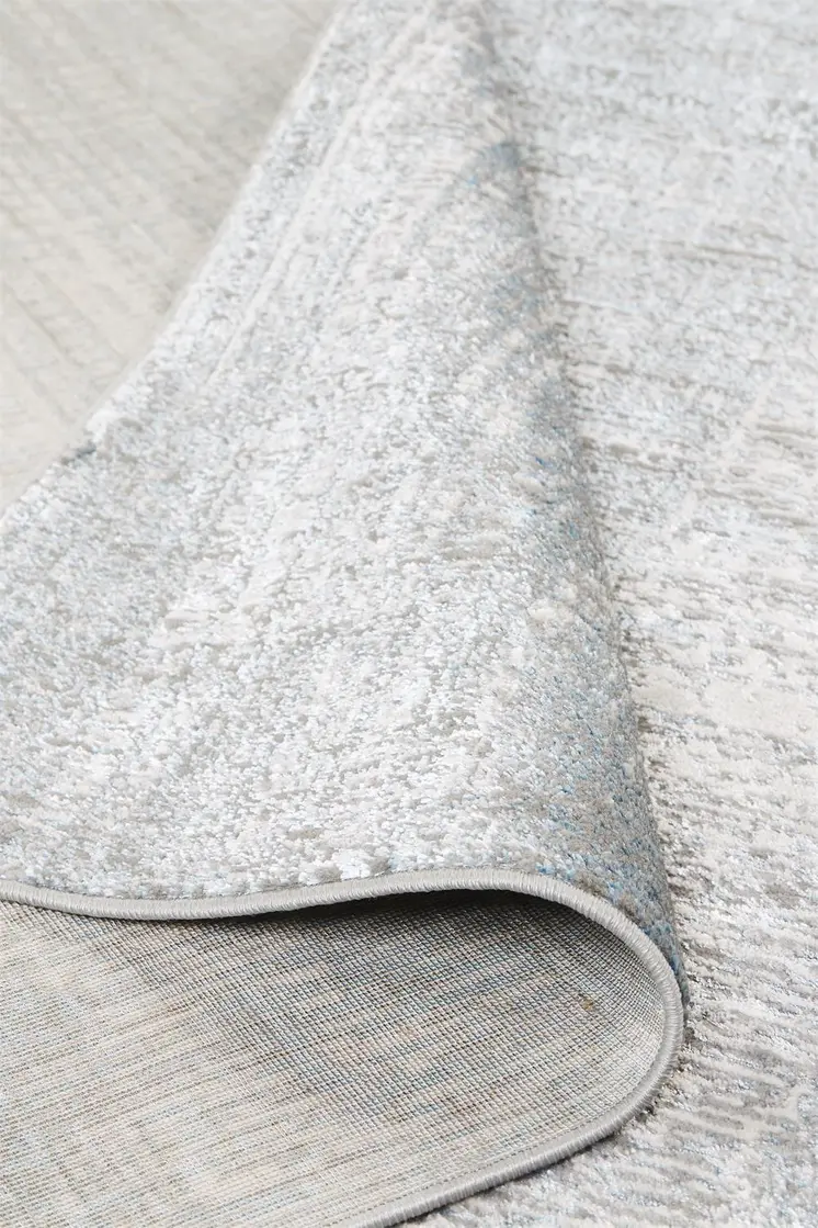 2' X 3' White Gray And Blue Abstract Stain Resistant Area Rug