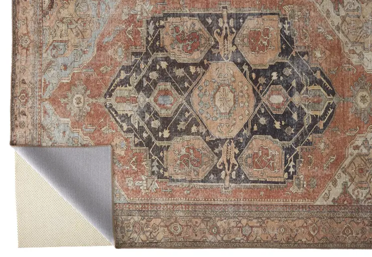 2' X 3' Orange Brown And Taupe Abstract Area Rug
