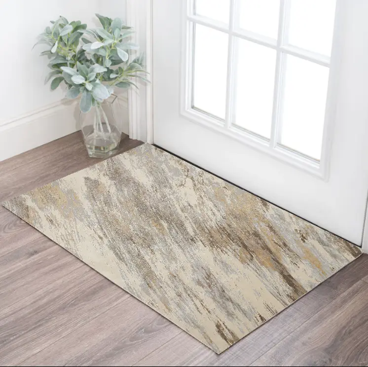 2' X 3' Ivory Tan And Brown Abstract Area Rug