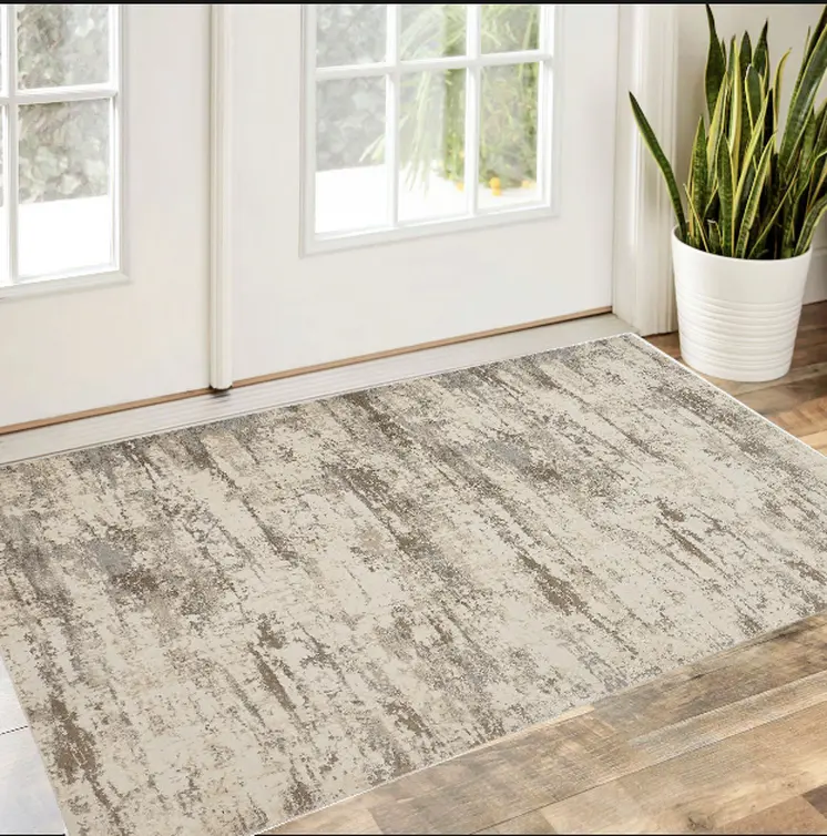 2' X 3' Ivory And Brown Abstract Area Rug
