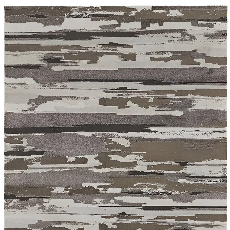 2' X 3' Brown and Ivory Abstract Power Loom Distressed Area Rug