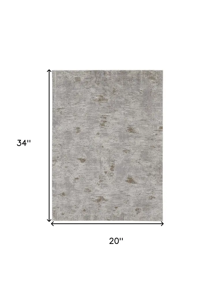 2' X 3' Gray Ivory And Tan Abstract Distressed Area Rug