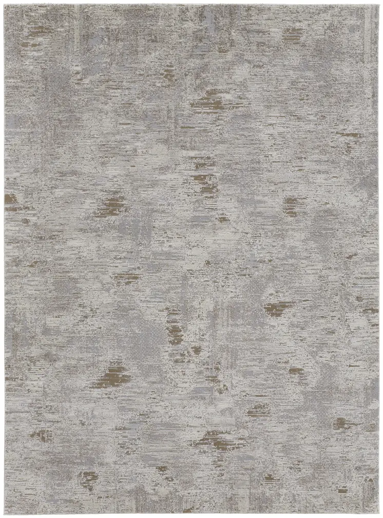2' X 3' Gray Ivory And Tan Abstract Distressed Area Rug