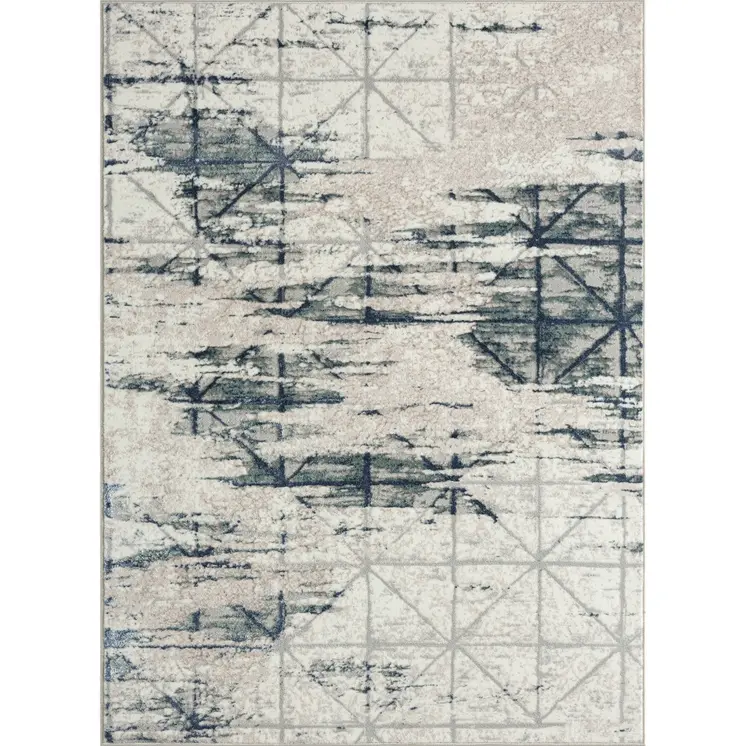 5' X 7' Blue Abstract Stain Resistant Area Rug