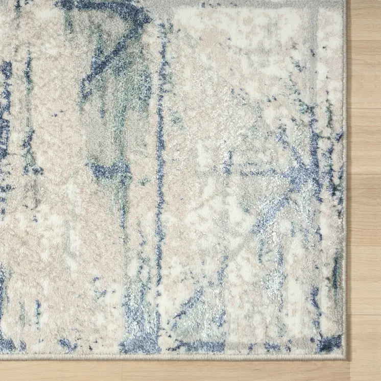 5' X 7' Blue Abstract Stain Resistant Area Rug