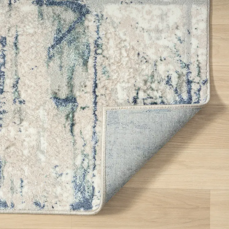 5' X 7' Blue Abstract Stain Resistant Area Rug