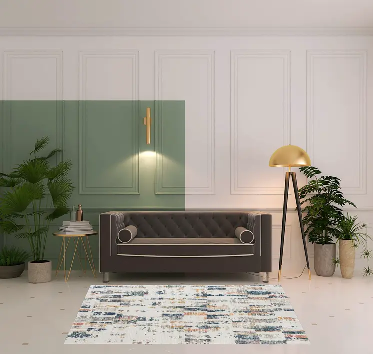 5' X 7' Blue Abstract Area Rug