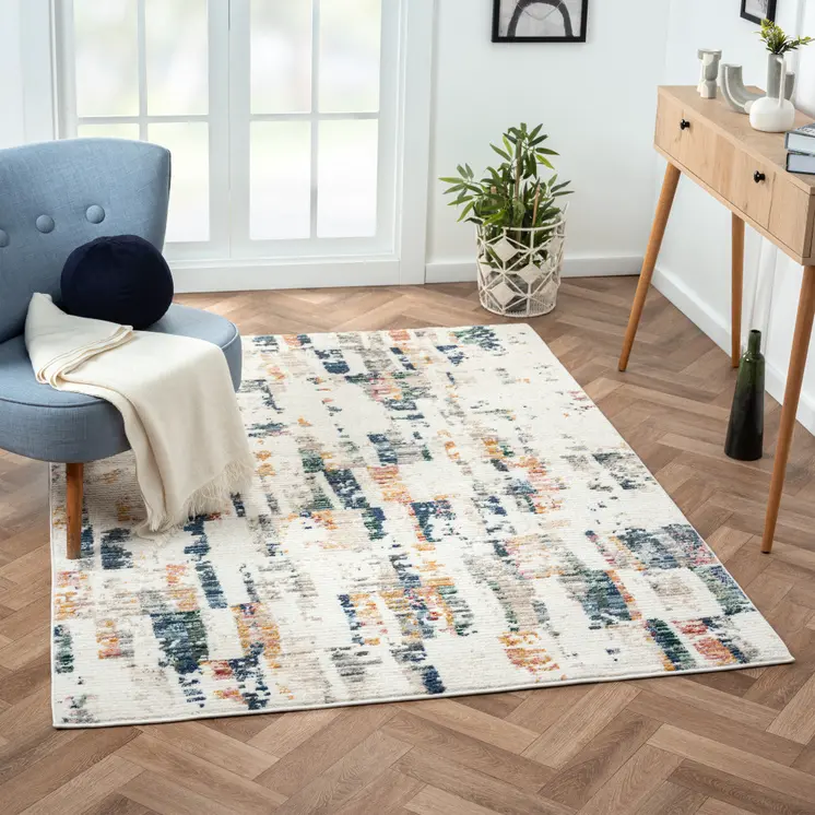 5' X 7' Blue Abstract Area Rug