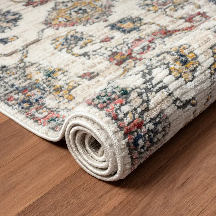 5' X 7' Gray Floral Area Rug