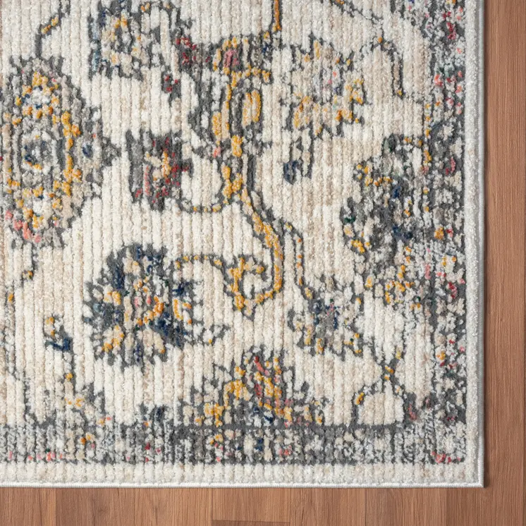 5' X 7' Gray Floral Area Rug