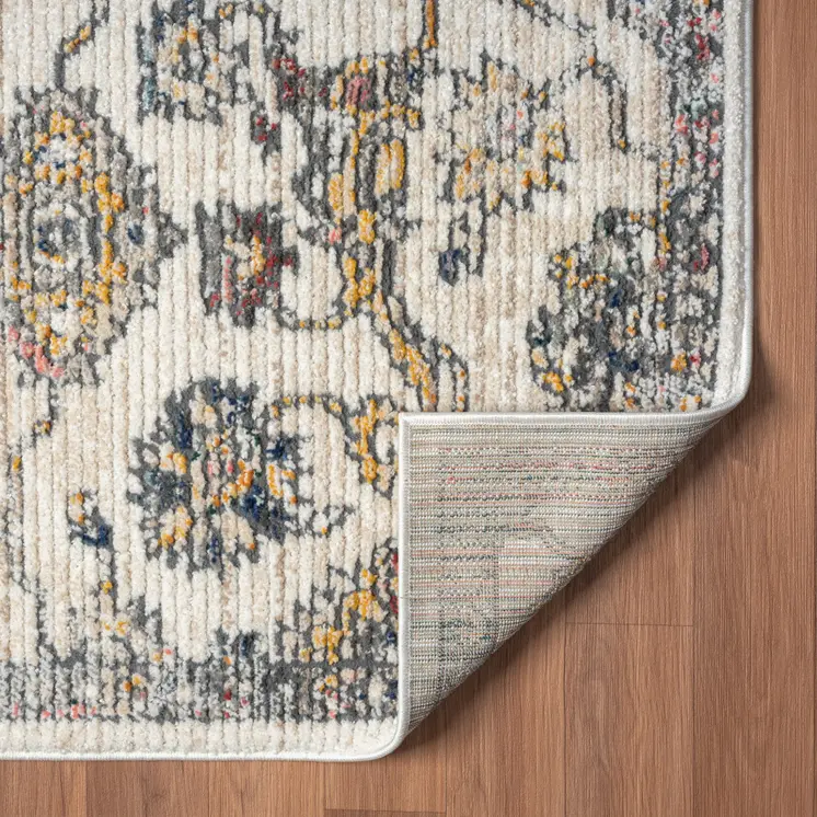 5' X 7' Gray Floral Area Rug