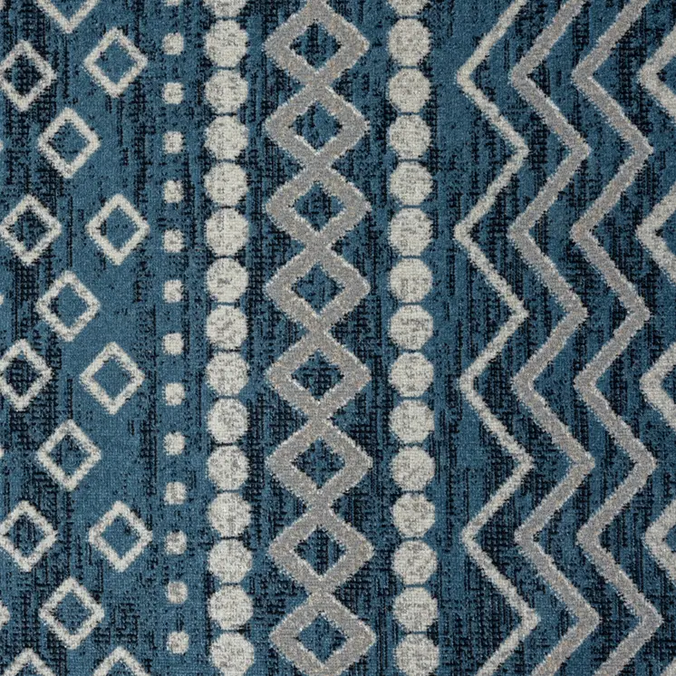 5' X 7' Blue Geometric Washable Area Rug