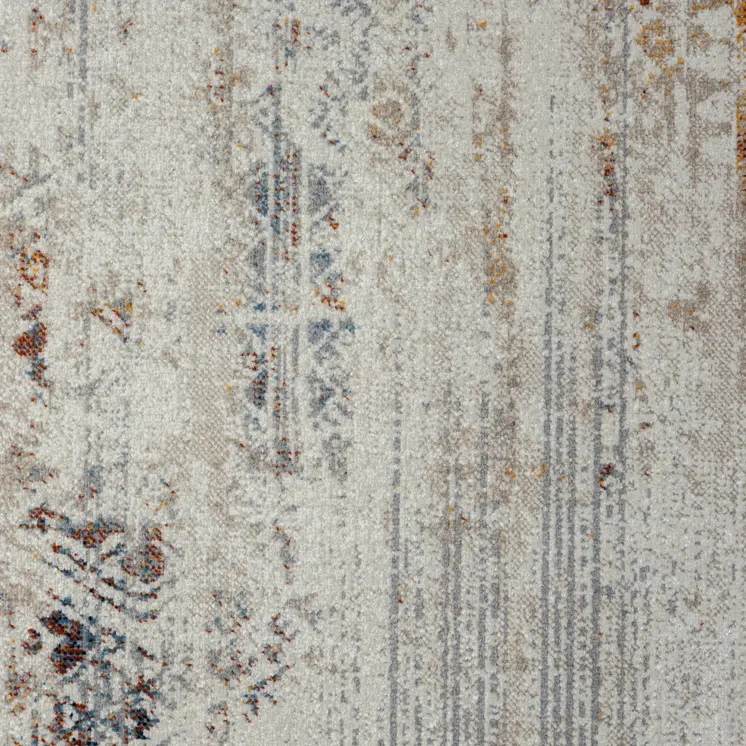 5' X 7' Ivory Tribal Distressed Washable Area Rug